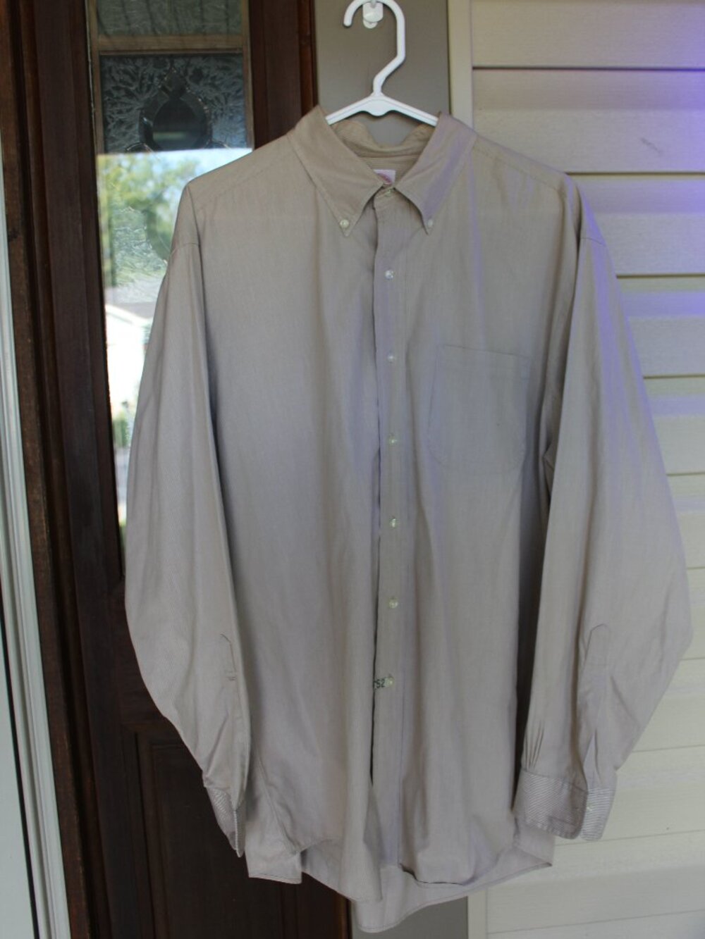 Tan Striped Brooks Brothers Long Sleeve 17 - 5 Est. 1818